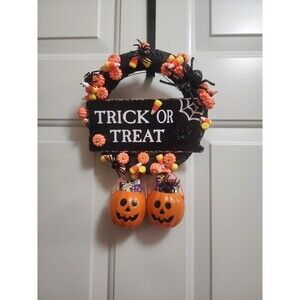 Trick or Treat Halloween Wreath 8 1/2 inches-NEW